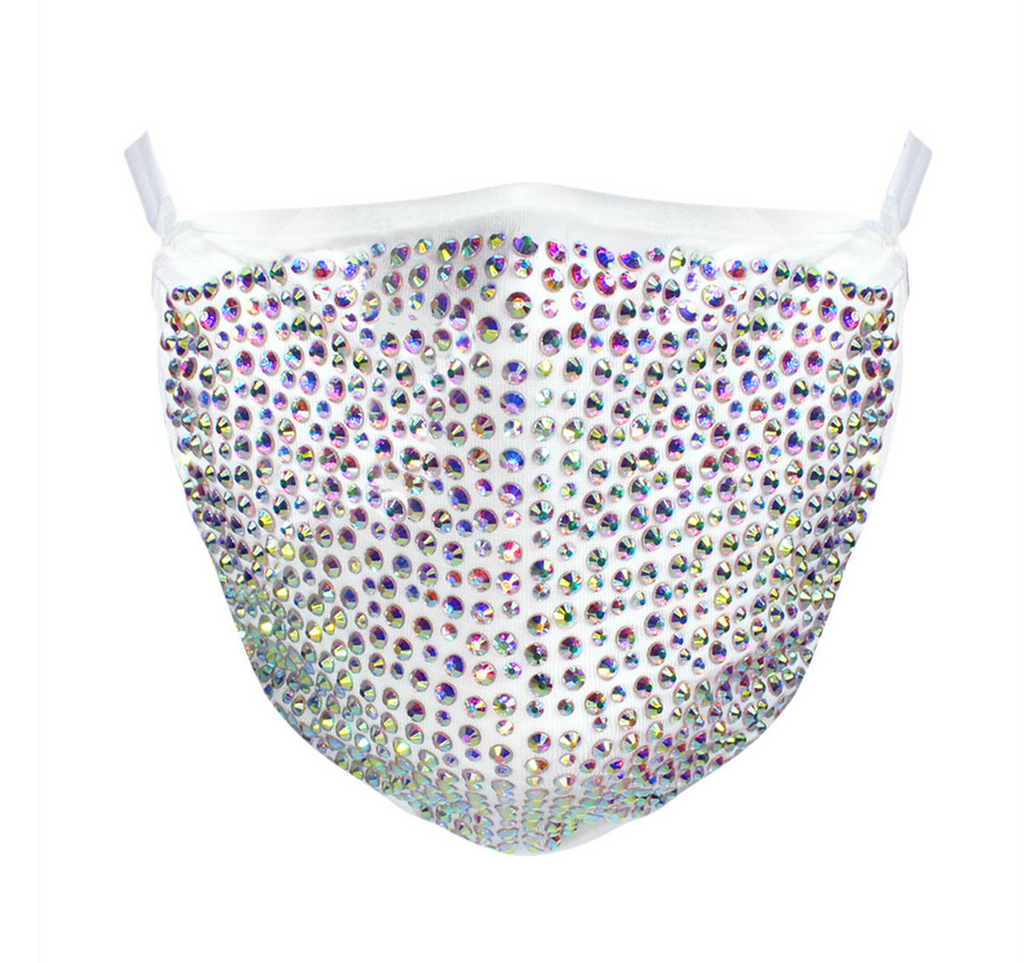 Rhinestone Mask - Rainbow Crystal on Black – Lit Cosmetics