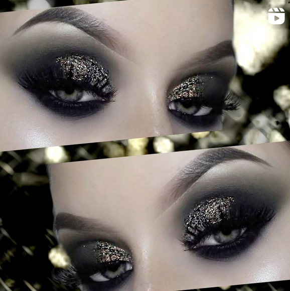 black and silver glitter eye makeup